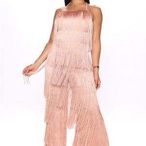 Rose Gold Fringe Jumpsuit